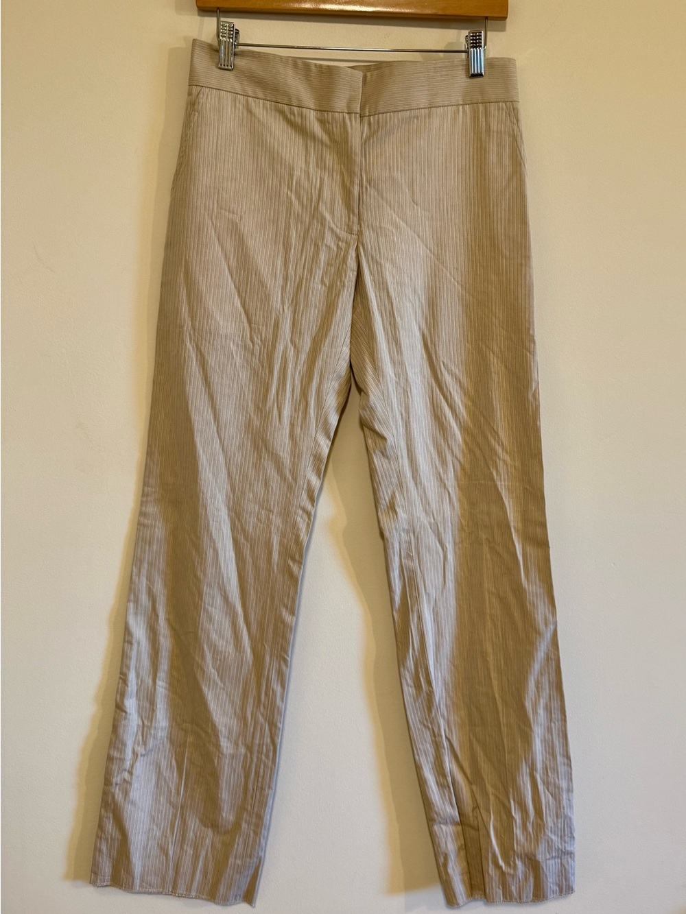 Rachel Comey Beige Pinstripe Wide-Leg Pants